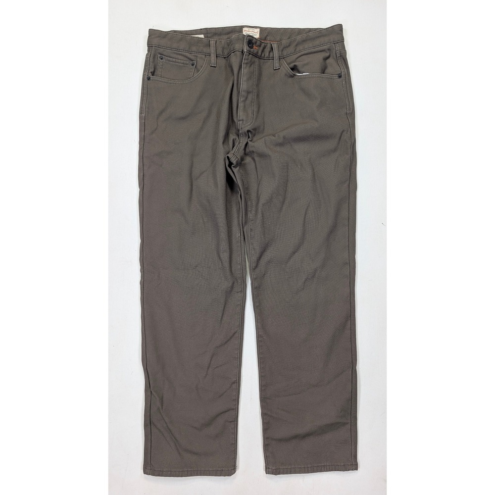 Weatherproof Vintage Mens Fleece Lined Canvas Pants Brown 38x32 Regular Fit